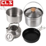 Outdoor Wood‑Handle Cookware Set, 4‑Piece