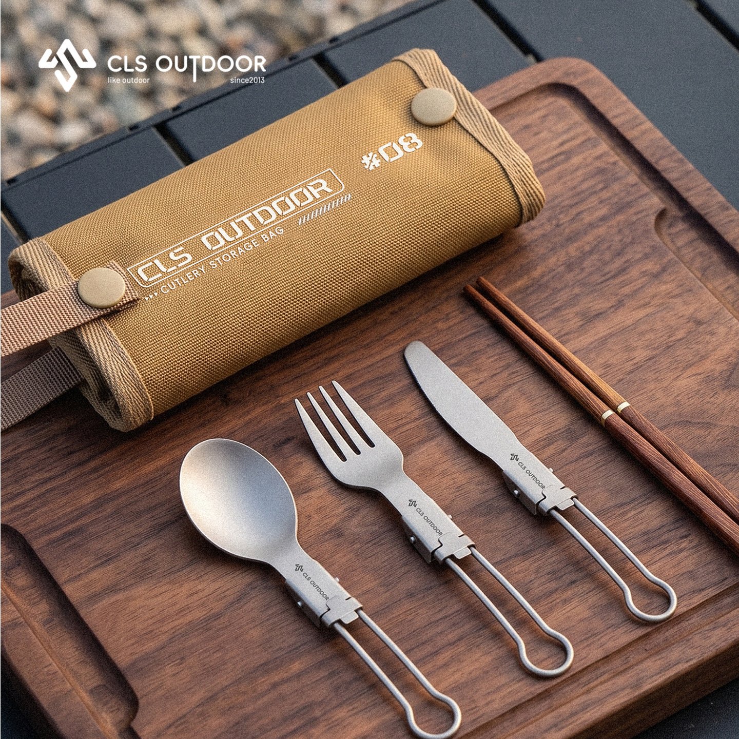 O1CN01jvhMX72Luvz0qMyuq_1695479753-0-cib.jpg CLS 4‑Pcs Pure Titanium Camping Cutlery Set - 图片 1