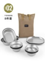 CLS 10‑Pcs 304 Stainless Steel Camping Dinnerware Set