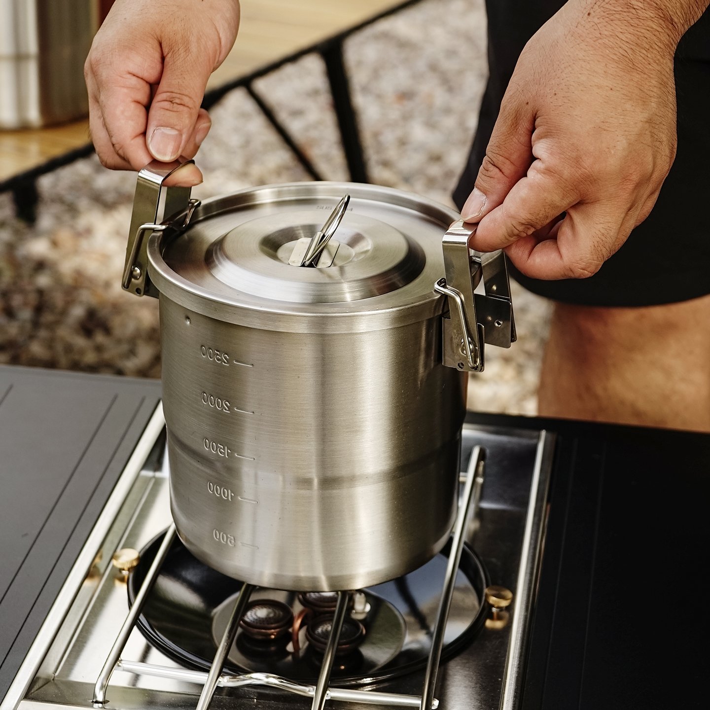 主图丨16加高饭盒【双耳款】-7 Portable Outdoor Hanging Cookware Kit for Wild Cooking - 图片 1